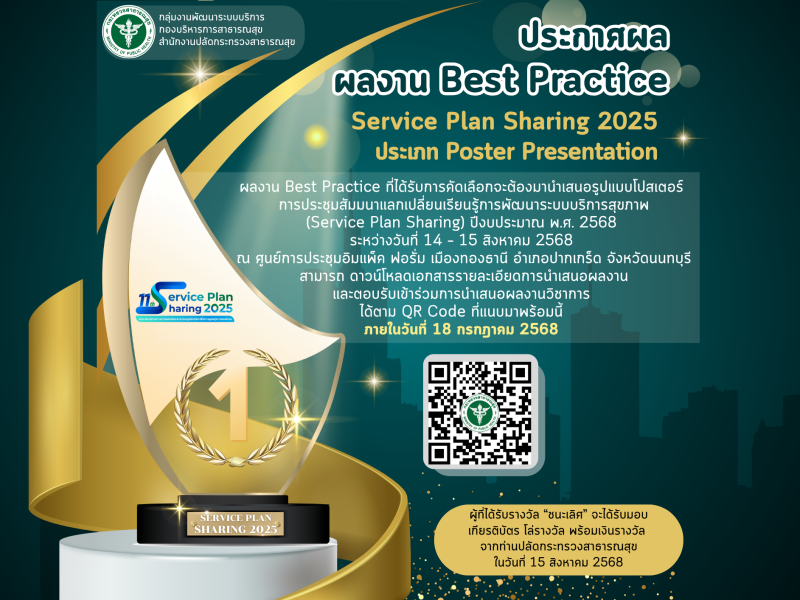 ประกาศผล ผลงาน Best Practice Service Plan Sharing 2025
