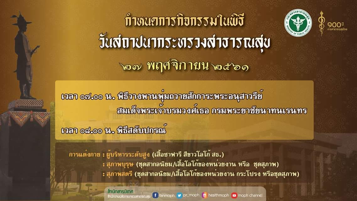 27? พ.ย? ของทุกปี? วันสถาปนากระทรวงสาธารณสุข